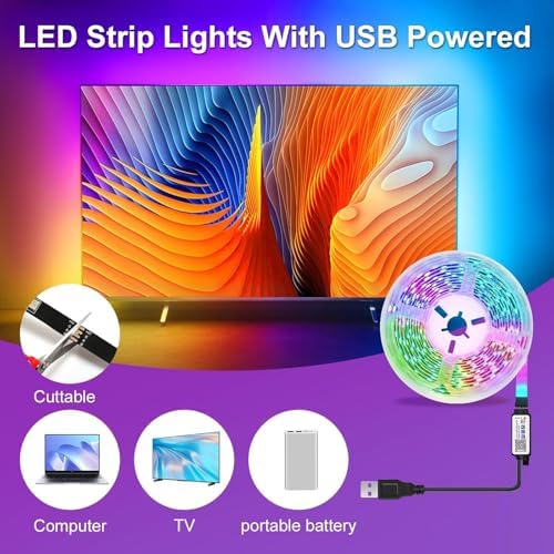 Smart LED Lights for TV Strip, 6.56ft RGB LED Lights for 32-40 Inch TVs, Music Sync Bluetooth App & Remote Control, USB-Powered for Gaming, Bedroom, Home Theater - Image 6