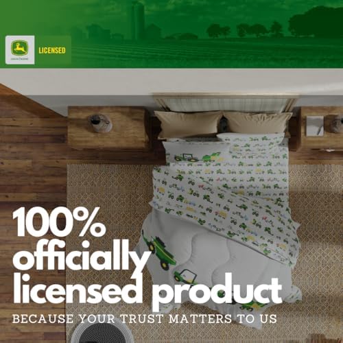Franco Kids John Deere Farm Equipment Bedding 5 Piece Super Soft Comforter and Sheet Set, Full, (Officially Licensed Product) - Image 7