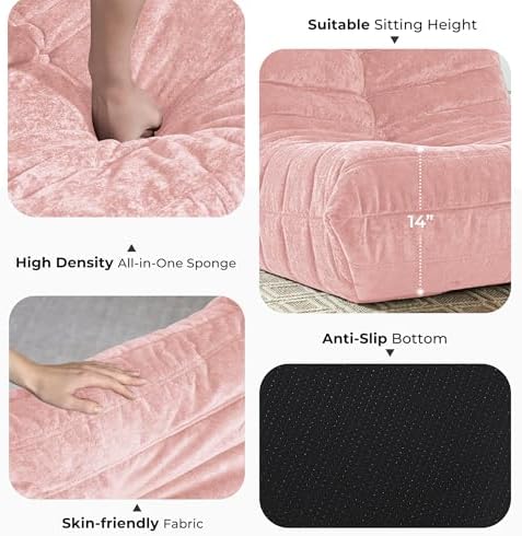 HABUTWAY Giant Bean Bag Chairs Lazy Sofa for Adults,Single,Pink | Bean Bag Sofa with Filler Faux Fur, Memory Foam Bean Bag Fireside Lazy Sofa Couches for Living Room, Bedroom, Office - Image 3