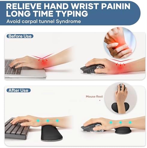 Office Ergonomic Memory Foam Computer Mouse and Keyboard Wrist Rest pad Support Carpal Tunnel, Wrist Rest for Keyboard and Mouse, Wrist Support Set - Image 3