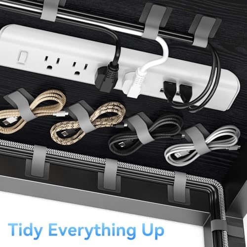 100Pcs Cable Straps Hook and Loop Cable Ties - Cable Holder for Desk Cable Management Under Desk - Computer Cord Organizer for Home Office Gaming Setup - Black - Image 5