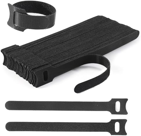 Nettbe Reusable Cable Ties, 60 PCS 8 Inches Adjustable Cord Straps Wire Organizer Cord Wrap and Hook Loop Cable Management by Nettbe