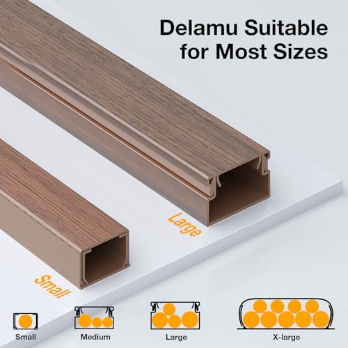 Delamu 157in Cord Covers for Wires on Wall, One-Cord Cord Hider, TV Cord Hider for Wall Mounted TV, Wire Hider Wire Covers for Cords on Wall, Cable Raceway for Home & Office, W0.55 H0.4in, Cherrywood - Image 5