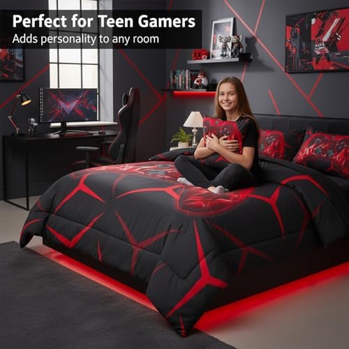 ZRNBAST 6 Pcs Bed in a Bag Full Size Bedding Gaming Comforter Set for Boys - Image 5