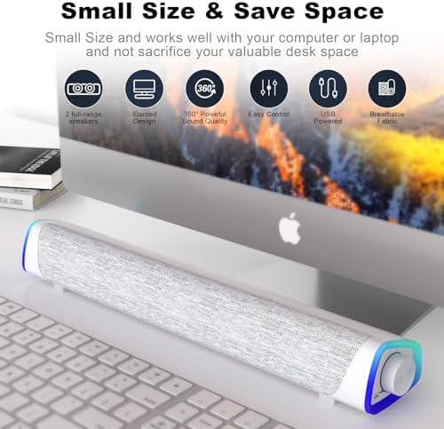 SOULION R30 Computer Speakers for Desktop PC, Wired USB Powered 3.5mm Aux - Image 5