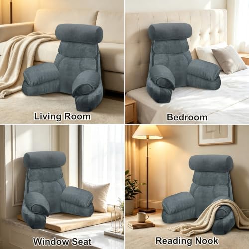 FXXUDVNIIN Back Pillow for Bed Sitting up – with 9.4" Armrest - Image 5