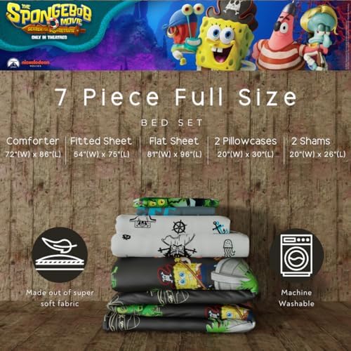 Spongebob Squarepants Movie Kids Full Size Bedding Set with Roblox UGC Reward Included – 7-Piece Super Soft Cozy Reversible Comforter & Sheet Set (Officially Licensed Product) by Franco - Image 4
