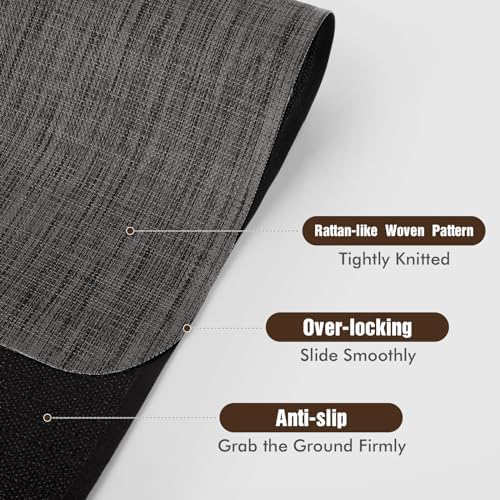 Blvornl Office Chair Mat for Hardwood Floor, Computer Chair Mat, 45"x 53" | Black, Waterproof, easy to clean, suitable for hardwood, laminate, Rattan Woven Pattern, Durable Solid PVC Material - Image 5