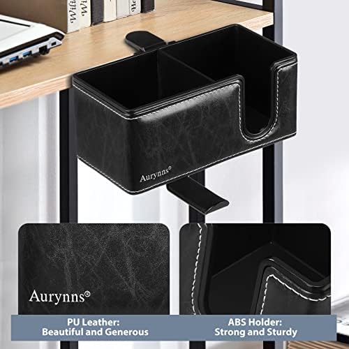 Under Desk Cup Holder Clamp on Cup Holder PU Leather Clip on Desk Organizer - Image 4