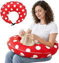 Ergonomic U-Shaped Gaming & Lap Pillow for Crocheting - Cute Polka Dot Crochet Pillow with Elbow & Arm Support, Lap Desk Pillows for Reading, Playing or Crocheting, Suitable for Adults - Red by Unknown