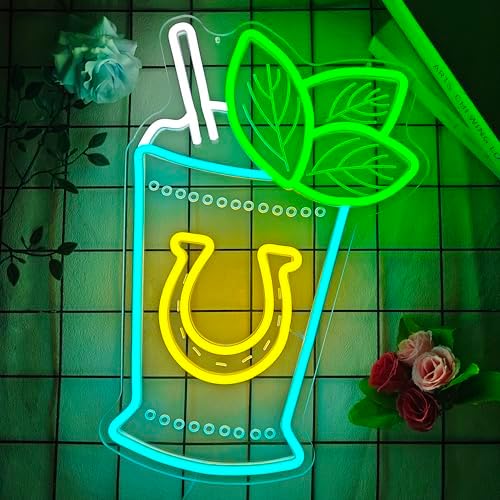 Mint Julep Neon Sign Dimmable Kentucky Horse Derby Neon Lights Mint Julep Cup Led Wall Decor Horse Racing Cocktail Light Up Sign for Party Derby Time - Image 5