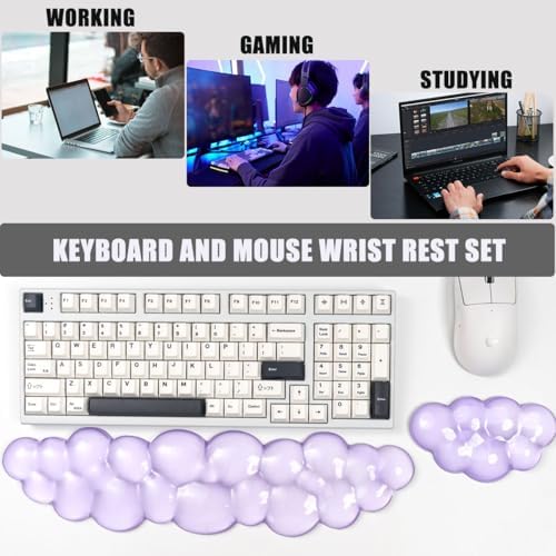 Gel Keyboard and Mouse Wrist Rest, Cloud Wrist Pad for Computer Keyboard | Purple Wrist Support for Keyboard 60%/68%/75%,Cloud Wrist Rest,Keyboard Cushion, Comfort & Support for Typing and Gaming - Image 5
