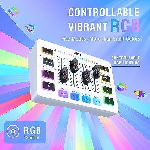 FIFINE Audio Mixer, Gaming Streaming PC Mixer with Slider Fader, XLR Microphone Interface, Monitoring, for Video/Game Voice/Podcast Recording-AmpliGame SC3W - Image 6