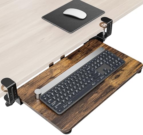 Ergonomic Mouse & Keyboard Tray Under Desk, 20x11.8 in Board, Brown by Zontera