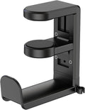 EURPMASK Rotating Headphone Stand,Adjustable Clamp-on Headset Holder Hanger | 360 Degree Swivel,Headset Hook Under Desk,No Residue,Cable Organizer,Soft Rubber Pads,Keep Headphones Secure&Desk Tidy,Black by EURPMASKChoosethecolorofeurope