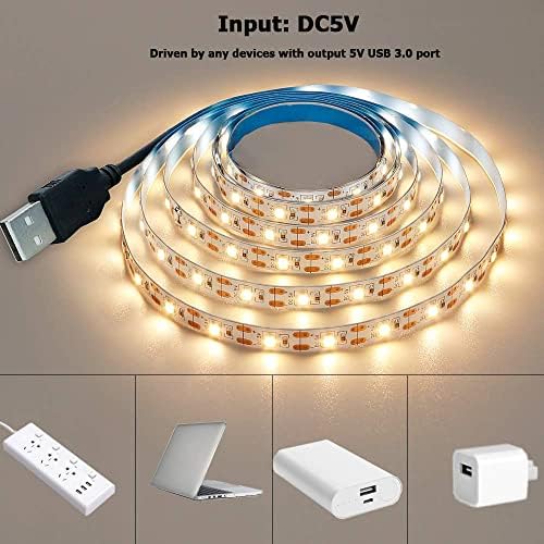 USB LED Strip Light Natural White 4000K 5V 13.12ft/4M(2pcs x 6.6ft) - Image 2