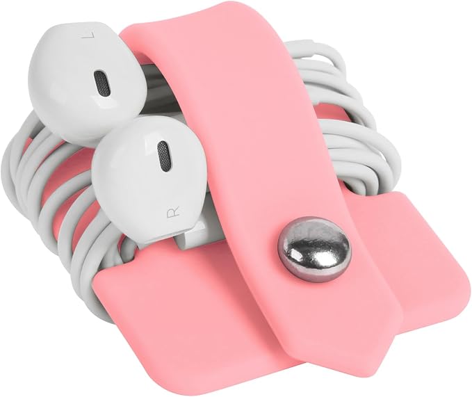 Cord Organizer Earbuds Holder Earphone Wrap Earphones Organizer Headset Headphone Earphone Wrap Winder Cord Manager Cable Winder Set of 3(Pink) - Image 5