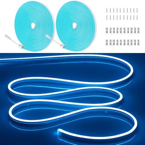 2PCS/10M/32.8FT/Ice Blue LED Rope Light - Flexible and Waterproof 12V Neon Strip with Mounting Accessories for Creative Indoor & Outdoor Lighting [Adapter Not Included] by OWOFYDRForprofessional