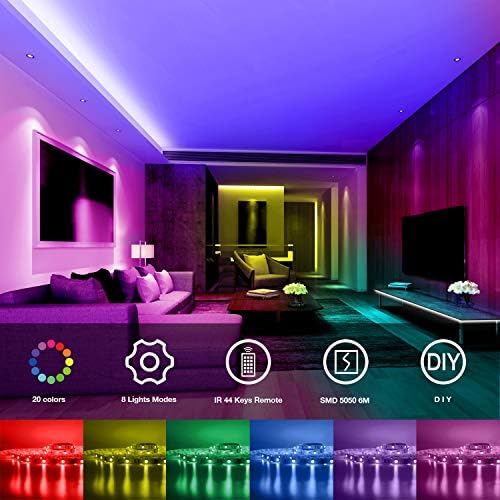 DAYBETTER SMD 5050 Remote Control Led Strip Lights 20ft, RGB Color Changing Led Strip with Remote Control for Room, Bedroom, Suitable for Home Decor, Living Room, Kitchen, Home Party Decoration, 24V - Image 2