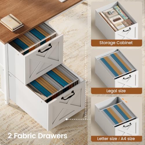 SEDETA Reversible Farmhouse L Shaped Computer Desk with Drawers, Hutch - Image 4