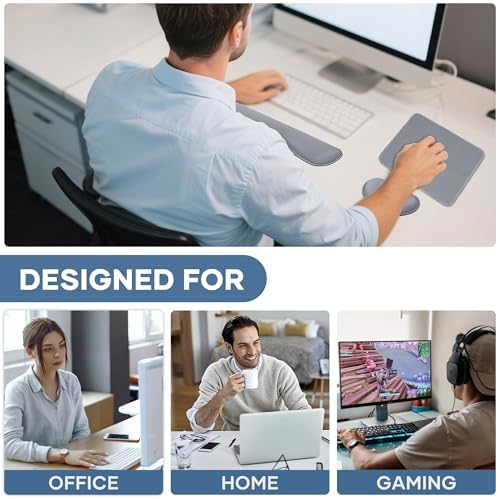Office Ergonomic Memory Foam Computer Mouse and Keyboard Wrist Rest pad Support Carpal Tunnel, Wrist Rest for Keyboard and Mouse, Wrist Support Set - Image 6