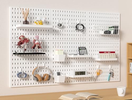 12 * 12in Pegboard Set, DIY Pegboard Combo Kit, Wall-Mounted Storage Organizer, Includes 6 pegboards and 22 Accessories, Suitable for Office, Gaming Room, Kitchen, and Decorative Display (White) - Image 5