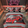 Feelyou Race Car Queen Comforter Set with Sheets for Kids Boys Black White by Feelyou
