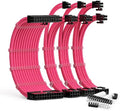 PSU Extension Kit With Cable Combs - 24Pin/8Pin EPS/8Pin PCI-E, 30CM Length, Sleeved for ATX Power Supply (Pink) by Unknown