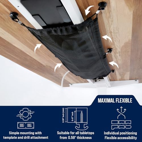 Cable Management net - Under Desk Wire Management - Flexible Under Desk Cable Management Tray Black - Image 3