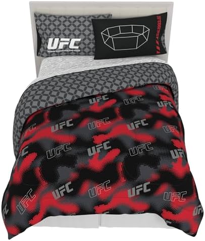 UFC Fight Night Bedding Set, Full Size 7 Piece Set Super Soft Cozy Reversible Comforter and Sheet Set with Sham, (100% Officially Licensed Product) by Franco by Franco