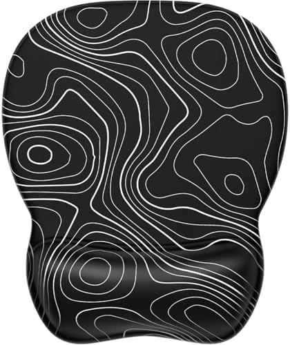 MROCO Ergonomic Mouse Pad Gel Wrist Rest, 9.4 x 8.1 in, Black Topographic by MROCO