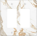 Decorative Outlet Covers Abstract Luxury White Gold Marble 2 Gang Light Switch Cover Plate Double Rocker Wall Plate Gfci Switch Plate Covers Plug Faceplate for Bedroom Decor by JOOJIAO