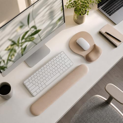 ErgoComfort Gel Wrist Rest Mouse Pad-Ergonomic Office Mousepad with Wrist Support-Non-Slip, Design Desk Accessories Mat for Home&Game Decor (06Mocha Sand) - Image 2