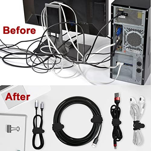Silicone Cable Ties, Cord Organizer Cable Management(16Pcs-Black) - Image 5