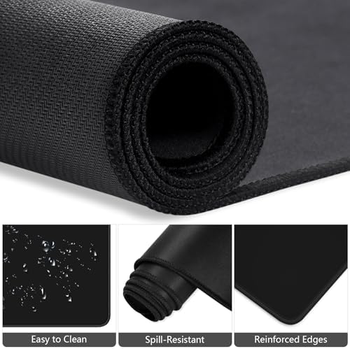 Dapesuom Keyboard Wrist Rest Mouse Pad Set, 4Pcs Extended Large XXL Gaming Mousepad + Mouse Wrist Cushion + Memory Foam Keyboard Wrist Support + Cup Coaster, Black 31.5x15.7in Desk Pad for Home Office - Image 4