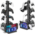 Headphone and Game Controller Desk Stand for PS5/ Xbox/ PS4 Controller, 4 Tiers Headset Hanger with Organizer for Switch 2/1/PS Portal Game Console, Multiple Controller Storage Dispay Rack- 8 Hooks by KOSKER