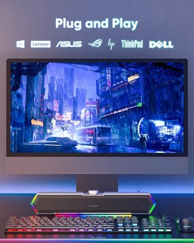 LENRUE G11 Computer Speakers for Desktop, Touch Lights PC Speakers with Surge Clear Sound, USB C/USB Powered, AUX Audio for Computer Desktop PC Laptop Desk - Image 5