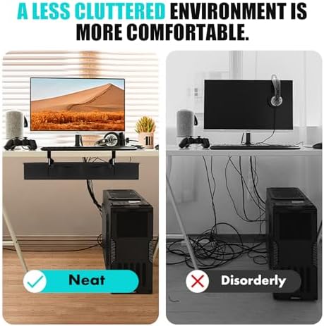 No Drill Under Desk Cable Management Tray - 36" Premium Fabric Cord Organizer for Table - with Silicone Pads & Cable Ties & Sticky Notes - Supports Up to 30lbs for Office & Home - Image 5