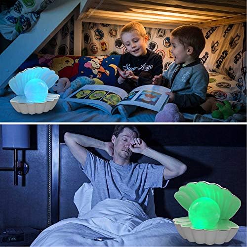 LKUA Shell Pearl Beach Themed Night Light, RGB 8 Colors Changing Mood Shell Pearl Lamps, Bedside LED Clamshell Portable Night Lights for Bar (White) - Image 5
