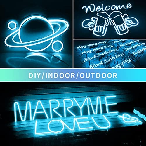 LED Neon Lights Flexible Ice Blue 16.4FT/5M 12V DC Waterproof Flexible LED NEON Light for Indoors Outdoors Decorm [Power Adapter Included] - Image 5