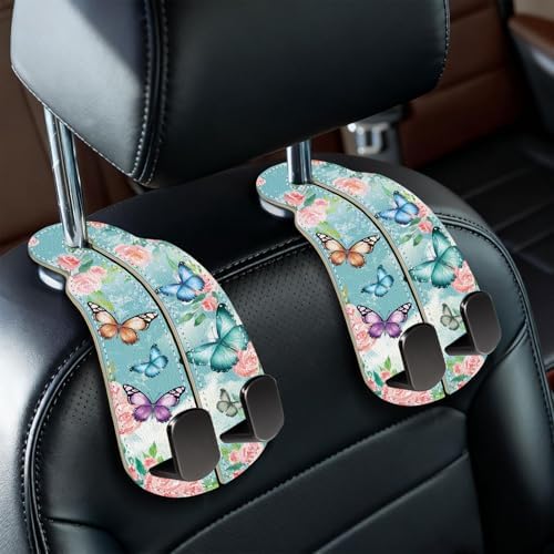 Blusabaca 2PCS Car Seat Headrest Hooks, Purses Bags Holder, Butterfly by Blusabaca