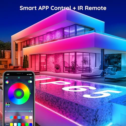 FBZ 60Ft Outdoor Waterproof LED Strip Lights,Music Sync RGB IP65 Led Lights with App Control and Remote,Color Changing Waterproof Led Rope Lights for Outdoor,Balcony,Roof,Garden,Stairs Party (60FT) - Image 2
