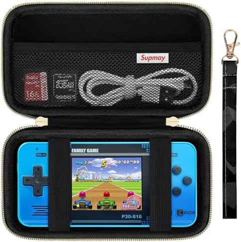 Supmay Carrying Case Compatible with WELLST·G Handheld Game for Kids -Preloaded 220 Retro Video Games, Portable Gaming Player Storage Holder Travel Bag with Mesh Pocket for USB Cable, Black by Supmay
