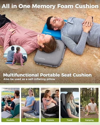 ATEPA Inflatable Seat Cushion | 2" & 2.5" Foam Core Seat Pad, Compact, Stadium, Airplane, Travel, Camping, Hiking, Sports Events, Self Inflating - Image 3