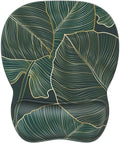 MROCO Ergonomic Mouse Pad with Gel Wrist Rest, 9.4 x 8.1 in, Green Leaves by MROCO