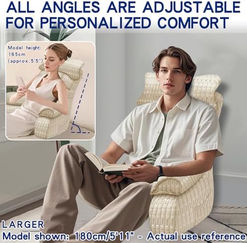 YDCEULARDOH Reading Pillow for Bed Adult – Large Bed Pillow with Arms, Supportive Back Pillow for Sitting Up in Bed for Reading, Watching TV, or Gaming - Image 3