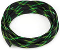 Braided Cable Sleeve, 16.4ft Expandable Mesh Cable Management Sleeve, Wear-Resistant Cord Protectors from Pets No Chew Flexible Wire Sleeving for Audio Video (Black and Green, 5/8") by ConveniencetoYourLife