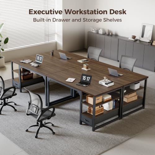 Mericonia 63" Reversible Computer Desk with Drawer, 1" Thick Office Desk - Image 7