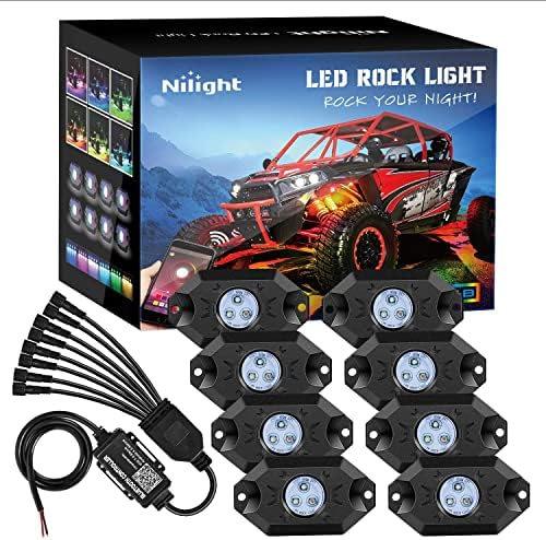 Nilight RGB LED Rock Lights Kit 8PCS Underglow Pod Lights by Nilight