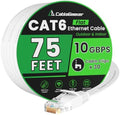 CableGeeker Cat 6 Flat Ethernet Cable 75ft, 10Gbps, White by CableGeeker
